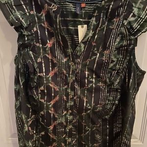 NWT Anthropologie Pilcro Button Front Ruffle Sleeveless Blouse Size large